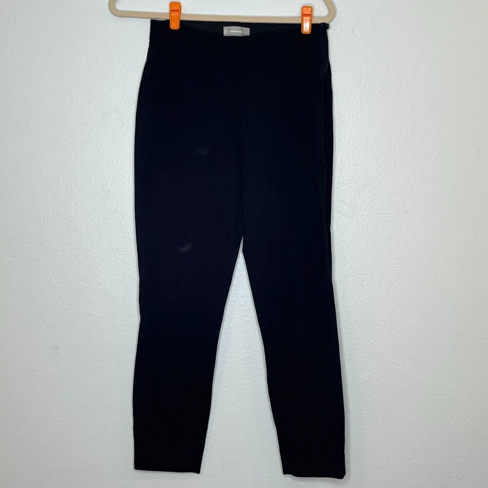 Everlane Side Zip Black Pull On Skinny Ankle Pant Size 6 Cotton Blend